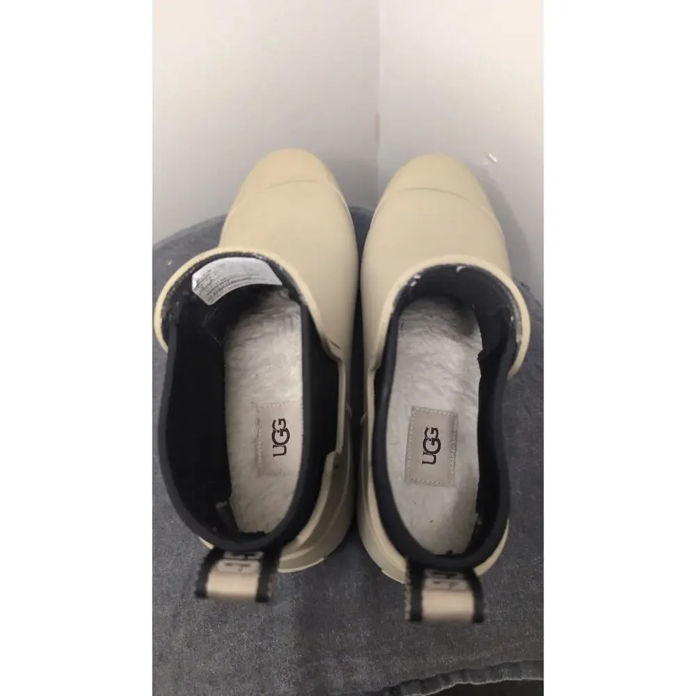 UGG Chelsea Rain Boots Cream Waterproof Ankle Boots Women Size 10